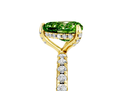 Yellow gold Heart Cut Diamond Solitaire Ring with Four-Prong Setting and Pavé Band_5