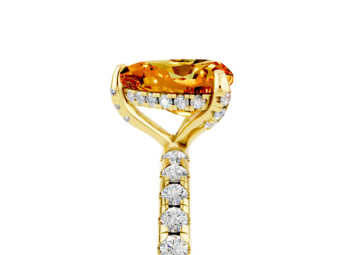Yellow gold Heart Cut Diamond Solitaire Ring with Four-Prong Setting and Pavé Band_5