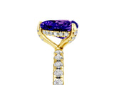 Yellow gold Heart Cut Diamond Solitaire Ring with Four-Prong Setting and Pavé Band_5