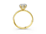 Yellow gold Heart Cut Diamond Solitaire Ring with Four-Prong Setting and Pavé Band_6
