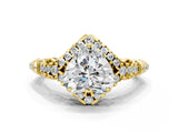 Yellow gold Heart Cut Diamond Solitaire Ring with Hidden Halo and Pavé Band_27
