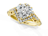 Yellow gold Heart Cut Diamond Solitaire Ring with Hidden Halo and Pavé Band_28