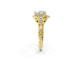 Yellow gold Heart Cut Diamond Solitaire Ring with Hidden Halo and Pavé Band_29