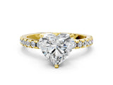 Yellow gold Heart Cut Diamond Solitaire Ring with Pavé Band and Four-Prong Setting_184