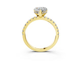 Yellow gold Heart Cut Diamond Solitaire Ring with Pavé Band and Four-Prong Setting_187