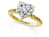 Yellow gold Heart Cut Diamond Solitaire Ring with Pavé Band and Four-Prong Setting_1