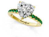 Yellow gold Heart Cut Diamond Solitaire Ring with Pavé Band and Four-Prong Setting_1