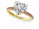 Yellow gold Heart Cut Diamond Solitaire Ring with Pavé Band and Four-Prong Setting_1