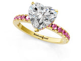 Yellow gold Heart Cut Diamond Solitaire Ring with Pavé Band and Four-Prong Setting_1