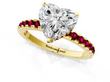 Yellow gold Heart Cut Diamond Solitaire Ring with Pavé Band and Four-Prong Setting_1