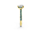 Yellow gold Heart Cut Diamond Solitaire Ring with Pavé Band and Four-Prong Setting_2