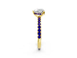 Yellow gold Heart Cut Diamond Solitaire Ring with Pavé Band and Four-Prong Setting_2