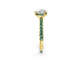 Yellow gold Heart Cut Diamond Solitaire Ring with Pavé Band and Four-Prong Setting_2