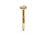 Yellow gold Heart Cut Diamond Solitaire Ring with Pavé Band and Four-Prong Setting_2