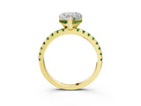 Yellow gold Heart Cut Diamond Solitaire Ring with Pavé Band and Four-Prong Setting_3