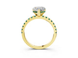 Yellow gold Heart Cut Diamond Solitaire Ring with Pavé Band and Four-Prong Setting_3