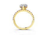 Yellow gold Heart Cut Diamond Solitaire Ring with Pavé Band and Four-Prong Setting_3