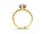Yellow gold Heart Cut Diamond Solitaire Ring with Pavé Band and Four-Prong Setting_3