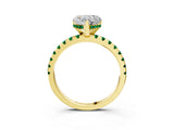 Yellow gold Heart Cut Diamond Solitaire Ring with Pavé Band and Four-Prong Setting_3