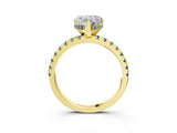 Yellow gold Heart Cut Diamond Solitaire Ring with Pavé Band and Four-Prong Setting_3
