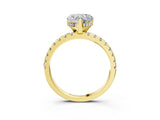 Yellow gold Heart Cut Diamond Solitaire Ring with Pavé Band and Four-Prong Setting_3