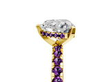Yellow gold Heart Cut Diamond Solitaire Ring with Pavé Band and Four-Prong Setting_5