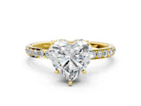 Yellow gold Heart Cut Diamond Solitaire Ring with Pavé Band and Hidden Halo_67