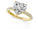 Yellow gold Heart Cut Diamond Solitaire Ring with Pavé Band and Hidden Halo_68