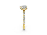 Yellow gold Heart Cut Diamond Solitaire Ring with Pavé Band and Hidden Halo_69