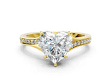 Yellow gold Heart Cut Diamond Solitaire Ring with Pavé Band and Prong Setting_16