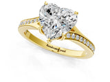 Yellow gold Heart Cut Diamond Solitaire Ring with Pavé Band and Prong Setting_17