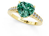 Yellow gold Heart Cut Diamond Solitaire Ring with Pavé Band and Prong Setting_1