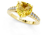 Yellow gold Heart Cut Diamond Solitaire Ring with Pavé Band and Prong Setting_1