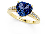 Yellow gold Heart Cut Diamond Solitaire Ring with Pavé Band and Prong Setting_1