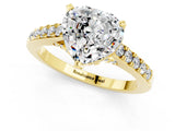 Yellow gold Heart Cut Diamond Solitaire Ring with Pavé Band and Prong Setting_1