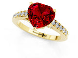 Yellow gold Heart Cut Diamond Solitaire Ring with Pavé Band and Prong Setting_1