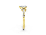 Yellow gold Heart Cut Diamond Solitaire Ring with Pavé Band and Prong Setting_2