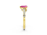 Yellow gold Heart Cut Diamond Solitaire Ring with Pavé Band and Prong Setting_2