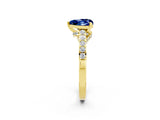 Yellow gold Heart Cut Diamond Solitaire Ring with Pavé Band and Prong Setting_2