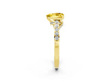 Yellow gold Heart Cut Diamond Solitaire Ring with Pavé Band and Prong Setting_2