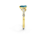 Yellow gold Heart Cut Diamond Solitaire Ring with Pavé Band and Prong Setting_2
