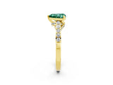 Yellow gold Heart Cut Diamond Solitaire Ring with Pavé Band and Prong Setting_2