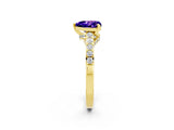 Yellow gold Heart Cut Diamond Solitaire Ring with Pavé Band and Prong Setting_2