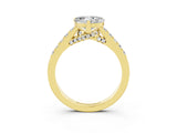 Yellow gold Heart Cut Diamond Solitaire Ring with Pavé Band and Prong Setting_3