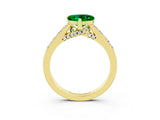 Yellow gold Heart Cut Diamond Solitaire Ring with Pavé Band and Prong Setting_3