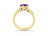 Yellow gold Heart Cut Diamond Solitaire Ring with Pavé Band and Prong Setting_3
