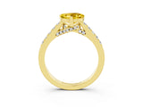 Yellow gold Heart Cut Diamond Solitaire Ring with Pavé Band and Prong Setting_3