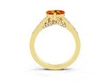 Yellow gold Heart Cut Diamond Solitaire Ring with Pavé Band and Prong Setting_3