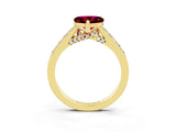 Yellow gold Heart Cut Diamond Solitaire Ring with Pavé Band and Prong Setting_3