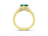 Yellow gold Heart Cut Diamond Solitaire Ring with Pavé Band and Prong Setting_3